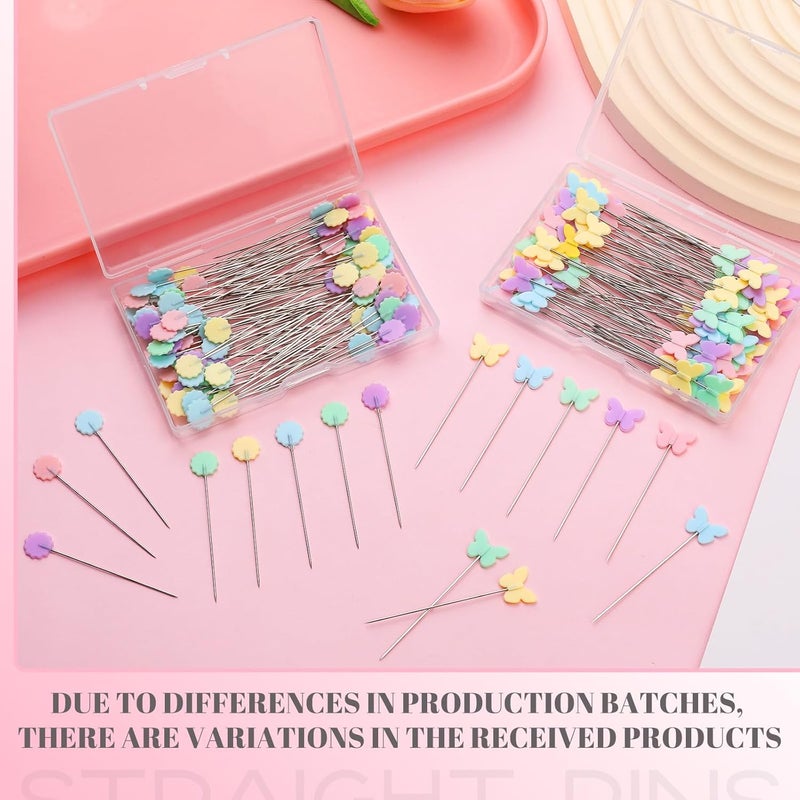 FTEVEN 300PCS Flat Head Straight Pins Kits, Head Sewing Pins Quilting Pins, Flower Head Sewing Pins for Fabric with Storage Boxes for Sewing DIY Projects, Dressmaker Decoration - Image 3